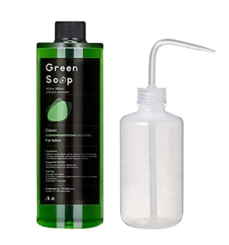 Dragon Art 16.9oz Green Soap Prep Wash with 8oz Squeeze Bottle For Tattoos and Piercings