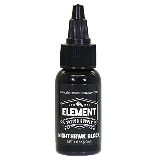 Element Tattoo Supply Black Tattoo Ink Nighthawk 1oz Bottle