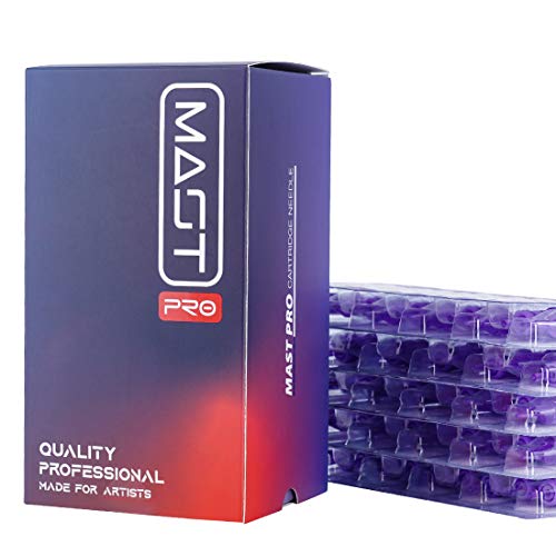 Mast Tattoo Pro Cartridges Needles with Membrane Mixed Sizes Box of 50 Pcs (RL+RS+RM+M1), water resistant , Purple