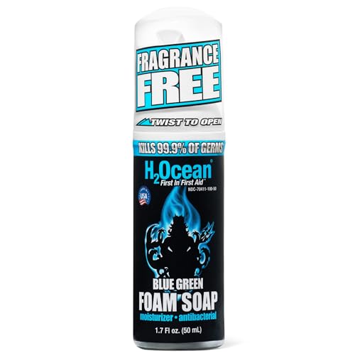 H2Ocean Blue Green Foam Soap - Tattoo Foam Antibacterial Soap for Tattoo Aftercare - Tattoo Care with Aloe Vera - Travel-Size Tattoo Moisturizer Soap - 1.7 oz