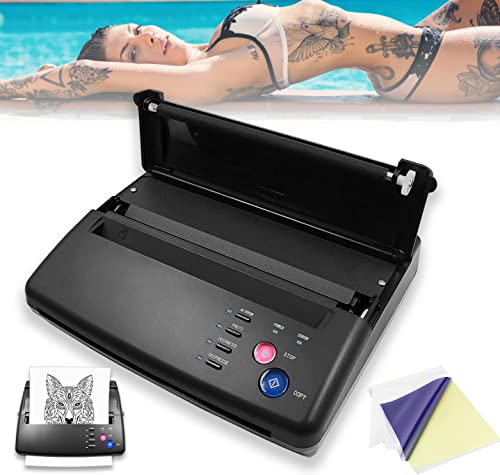 Atelics Tattoo Transfer Stencil Machine Thermal Copier Printer, with 20 Pcs Transfer Paper, Tattoo Stencil Printer Tattoo for Temporary and Permanent Tattoos, Black Update Version