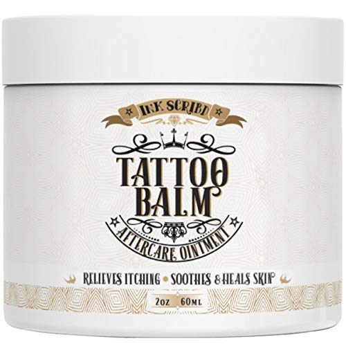 Premium Tattoo Aftercare Healing Balm Ointment - Ink Scribd - Relieves Itching, Soothes, Heals - Tattoo Intensifying Cream with All Natural and Anti-inflammatory Herbal Ingredients - Tattoo Care (2oz)