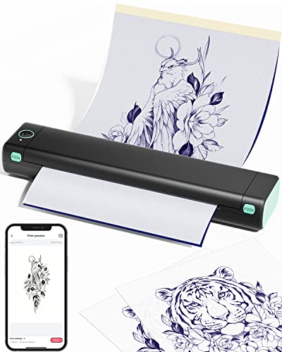 Phomemo M08F Wireless Tattoo Transfer Stencil Printer, Thermal Tattoo Machine with 10pcs Free Transfer Paper, Tattoo Printer Kit for Tattoo Artists & Beginners, Compatible with Smartphone & Pc