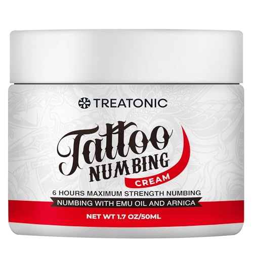 Treatonic Tattoo Numbing Cream (50ml/1.7oz), Maximum Strength Painless Tattoo Numbing Cream, Numbing Cream for Tattoos Extra Strength
