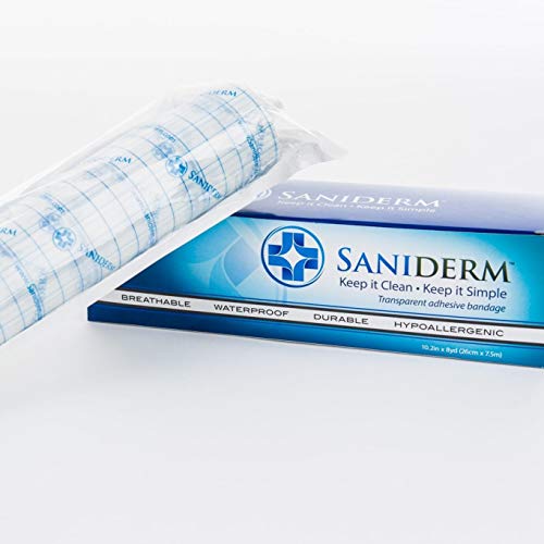 Saniderm Tattoo Aftercare Bandage | Transparent Hygienic Adhesive Wrap | 10.2 inch x 2 yard (25.91 cm x 1.83 m) Roll | Protect and Heal Your Tattoo