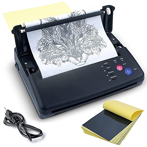 Sacnahe Tattoo Transfer Stencil Machine Copier Printer Thermal Tattoo Kit Copier Printer With Free 20pcs Tattoo Stencil Transfer Paper Black (2021 Update Version)