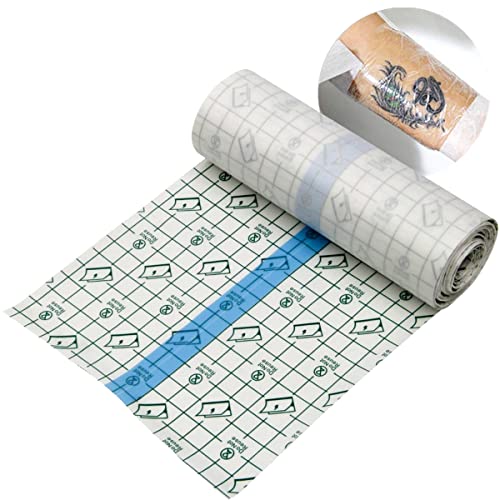 Tattoo Aftercare Waterproof Bandage Transparent Film Dressing Second Skin Healing Protective Clear Adhesive Bandages Tattoo Supplies 6'x1 Yard KeyEntre Tattoo Bandage Roll (15CM-1M)