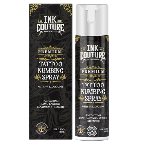 Painless Tattoo Numbing Spray: Maximum Strength 3.8oz Topical Anesthetic Stop Pain Relief Spray - 4% Lidocaine Numb Spray on Tattoo Waxing Piercing