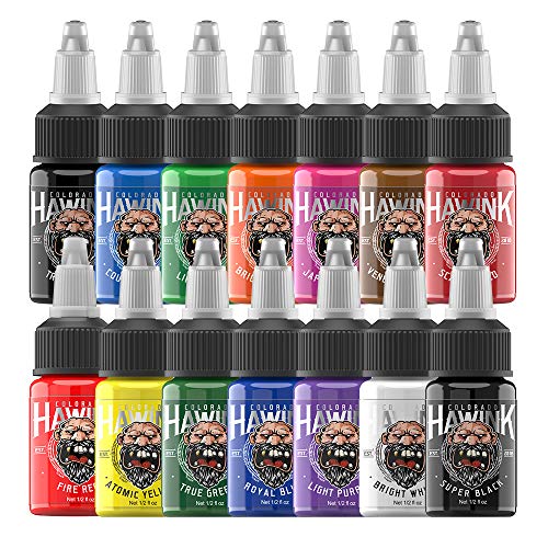 Hawink Tattoo Ink Set 1/2 oz (15ml) Tattoo Supply 14 Colors Pigment Kit Ink USA TI203-15-14